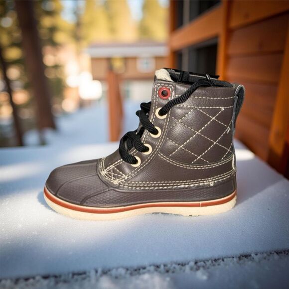 NWOB Little Kids AllCast Expresso Crocband Duck Boots Size C9 - Picture 1 of 8